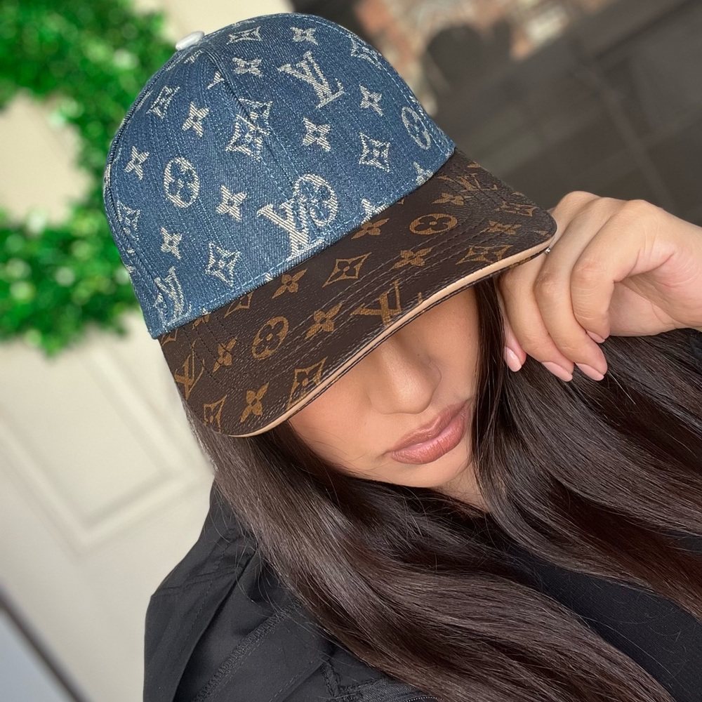 Monogram denim unisex hat